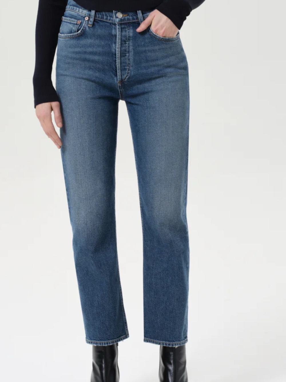 Agolde Classic Straight Leg Jeans in Medium Blue Wash